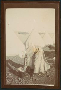 Sister Mitchell washing at Lemnos 1915. Anne Donnell, National Library of Australia MS 3962