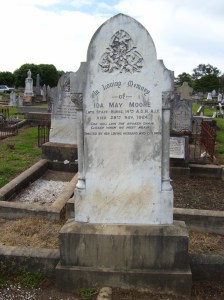 Headstone of Ida Moore nee Graham, Presbyterian section Inverell Cemetery. Image courtesy Ann Hodgens.