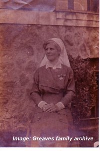 Matron Ida Greaves wearing the Royal Red Cross.  Possibly taken following her investiture in 1915.   Image courtesy Greaves family archive.